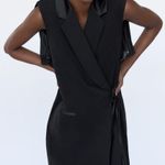 ZARA  COMBINED PLEATED WRAP BLAZER DRESS BLACK Size S NEW Photo 4