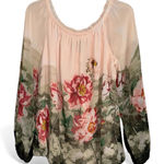 White House | Black Market  Peony Floral Print Off Shoulder Long Sleeve Blouse Top Photo 0