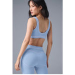 Alo Yoga Airbrush Heart Throb Bra White/Seashell Blue/White S Photo 1