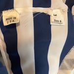 Vintage Sailor Navy and White Striped pleated Dress with Red Bow Blue Size 8 Photo 3