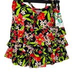 ISLAND ESCAPE RED BLACK & GREEN FLORAL DESIGN TIERED BANDINI SIZE 10 Photo 0