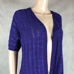 Chico's Purple Short Sleeve Open Knit Cardigan Size 0 SMALL Photo 1