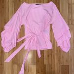 Max jeans Womens  Pink Plaid Ruffle Sleeve Top Sz XS Photo 0