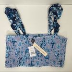 Nanette Lepore  Large Swim Beach Cropped Cami Blue Cover Up Top Boho NWT Photo 2