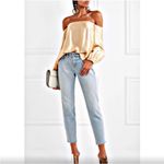 Elizabeth and James  Nolita Nectar Satin Off the Shoulder Bishop Sleeve Blouse XS Photo 4