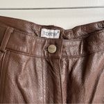 Vintage 90s Together Brown Leather Pants Barrel Tapered Zip Button 29" Size 12 Photo 1
