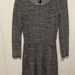 H&M ⭐️ Grey Black Marled Crewneck Long Sleeve Fit & Flare Dress Size XSmall EUC Photo 0