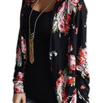 Ecowish Echowish Size 3X Black and Red Floral Cardigan Photo 0