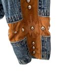 Western Ethics Vintage Denim Faux Suede Stretch Denim Shirt Jacket size small Blue Photo 1