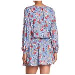 Parker Floral Smocked Waist Key Hole Ruffle Long Sleeve Dress Periwinkle Medium Photo 1