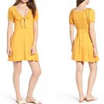 Love, Fire  Tie Front Sun Dress, Mustard Yellow White Size S NWT Photo 1