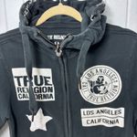 True Religion  Multi Logo Zip Up Hoodied Sweatshirt Jet Black Size S Photo 3