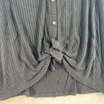 A New Day  XL Top Tie Front Black Ribbed Knit Full Button Long Sleeve V-Neck NEW Photo 3