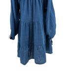 Cleobella  Neha Mini Dress Blue‎ Long Sleeve Tasseled Cotton Size Medium Photo 12