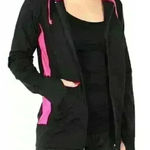 PINK - Victoria's Secret Hoodie with thumb holes Black/Pink Womens Size Medium Photo 0