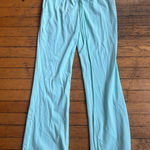 ☀️3/$25 PANN PANN mint green knit boot cut flare leg cutout tie waist pants s Photo 0