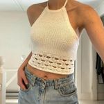 Moda Int’l Vintage 90s Crochet Knit Halter Top White Size XS Photo 0