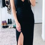 Lovers + Friends Revolve Black Ruched Front Slit Gown Photo 2