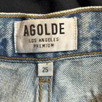 AGOLDE  Women's Recall Light Wash Cut Off High Rise Denim Jean Mini Skirt size 25 Photo 4