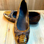 Vaneli Women’s Slip On Leather Flats Snake Skin Print Brown Bow‎ Gold size 7 Photo 0