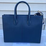 Michael Kors Navy Mirella Tote Bag Medium Pebbled Leather Photo 3
