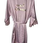 Maid of Honor Bridal shower metallic pink mini robe lace trim One Size Size undefined Photo 1