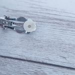 Vintage Clip On Earrings Silver Tone with Black Line Design Chunky Hoop Like Photo 7