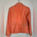 St John Sport by Marie Gray Orange Tangerine Leather Full Zip Jacket Medium Photo 6