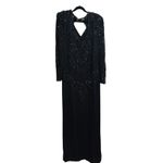 Vintage Right Choice Silk Beaded Gown Black Evening Dress 1980s Made in India Size 6 Photo 2