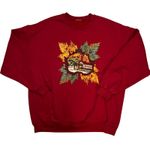VTG 90s Fall Grandma Sweater Farm Autumn Womens XL Cottagecore Crewneck Red Photo 0