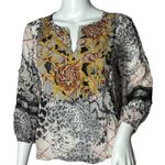 Anthropologie By  Shirt Womens Small White Gray Mathilda Top Multicolored‎ Boho Photo 0