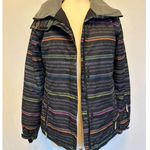 Roxy  Ski Winter Coat Gray & Multicolored Stripes Size Medium Photo 1