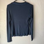 Madewell  Ribbed Button Front Long Sleeve Top Womens Small Collared Blue‎ Preppy Photo 6