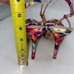 Nina  Floral Print Slingback Heels Womens 6M Multi Color Bow Stiletto Strap Party Photo 2