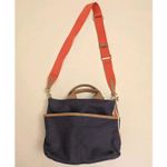 EUC Market By Monica Coated Canvas Bucket Crossbody Bag Purse Preppy Utility Blue Photo 4