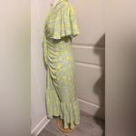 Cinq A Sept $495 Floral Peeta Dress Neon Green Blue Fairy Bohemian Resort Size 6 Photo 3
