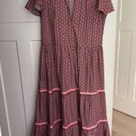 Oliphant Maxi Dress Ruffle Short Sleeve V Neck Red Size M Photo 1