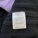 Sweet Rain  Black & Lavender Striped Cropped V-Neck Pullover Sweater Photo 6