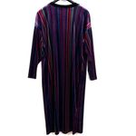ZARA Velvet Kimono Stripe Wrap Maxi Dress Medium Purple Multi Striped Boho Spark Photo 2