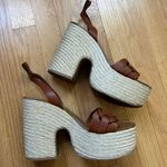 Miu Miu  Brown Leather Platform Open Toe Weave Shoes Size Euro 40 Photo 0