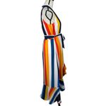 Julia Jordan SZ 8 Hi-Low Maxi Dress Striped Ruffled Surplice V-Neck Belted New Photo 4