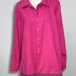 Vibrant Pink Button Down Shirt Embroidered Hem Barbiecore Plus Size Collar 2X Photo 0