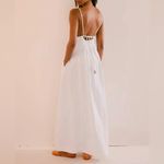 Free People  Dress Medium Maxi Long Aline White Crochet Smocked Halter Top Photo 7