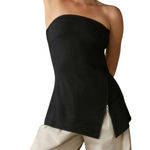 Anthropologie Maeve x  Asymmetrical Zipper Tube Top Black/Noir Size Large Photo 0