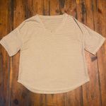 Women’s Tan Waffle Knit Shirt, Size M Size M Photo 0