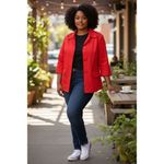 Live a Little  Women Red Stretch Jacket Plus Size1X Snap 3/4-Sleeve Pockets Photo 10