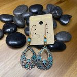 Brand new western teal and bronze earrings Blue Photo 1