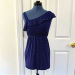 Everly Navy Blue Polka Dot Mini Dress Photo 2