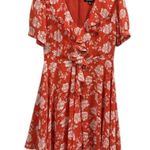 Lulus Ximena Coral Red White Floral Print Ruffled Mini Dress Womens Medium Photo 8
