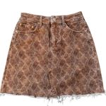 Paige EUC Aideen Raw Hem Denim Skirt Bronze Viper Print Size 25 Retail @ $128.00 Photo 2